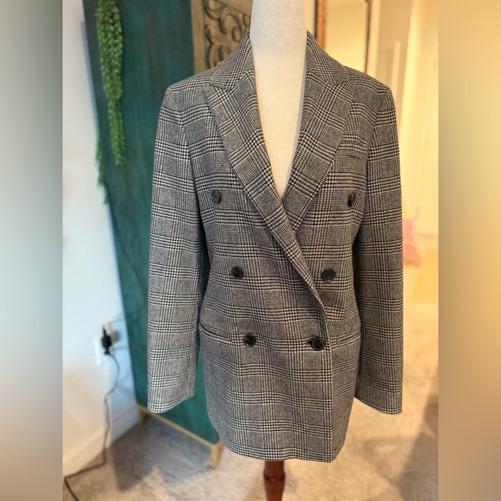AllSaints Astrid Wool-Blend Check Blazer, Size 4